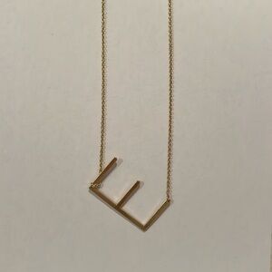 Gold letter E necklace